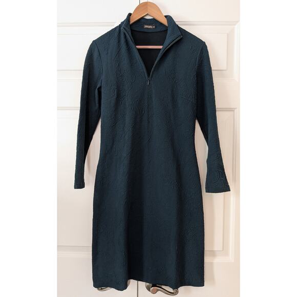 J. McLaughlin Bedford Green Textured Sporty Quarter Zip Dress - Picture 1 of 9